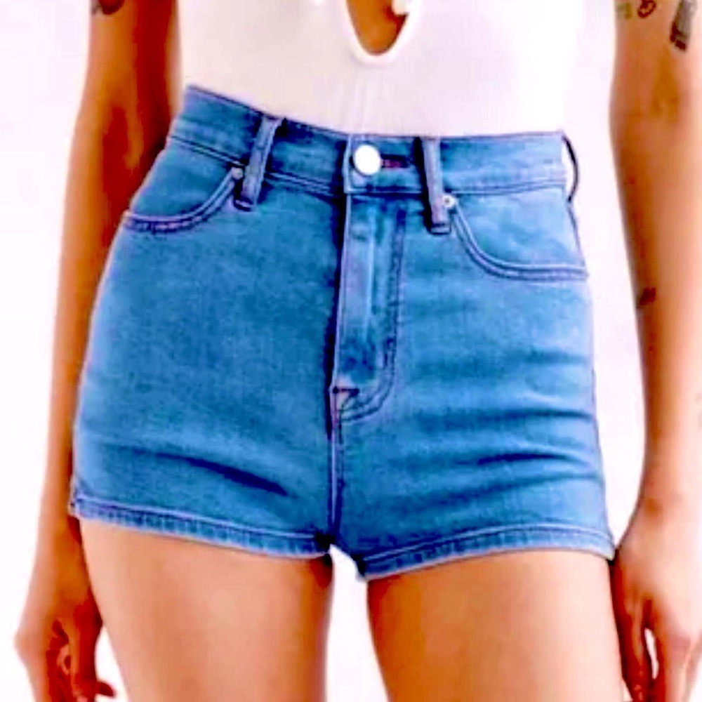 Acid wash booty shorts